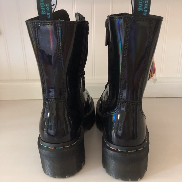 Dr Martens Jadon Hi Rainbow Patent Platform Boots - Picture 5 of 7